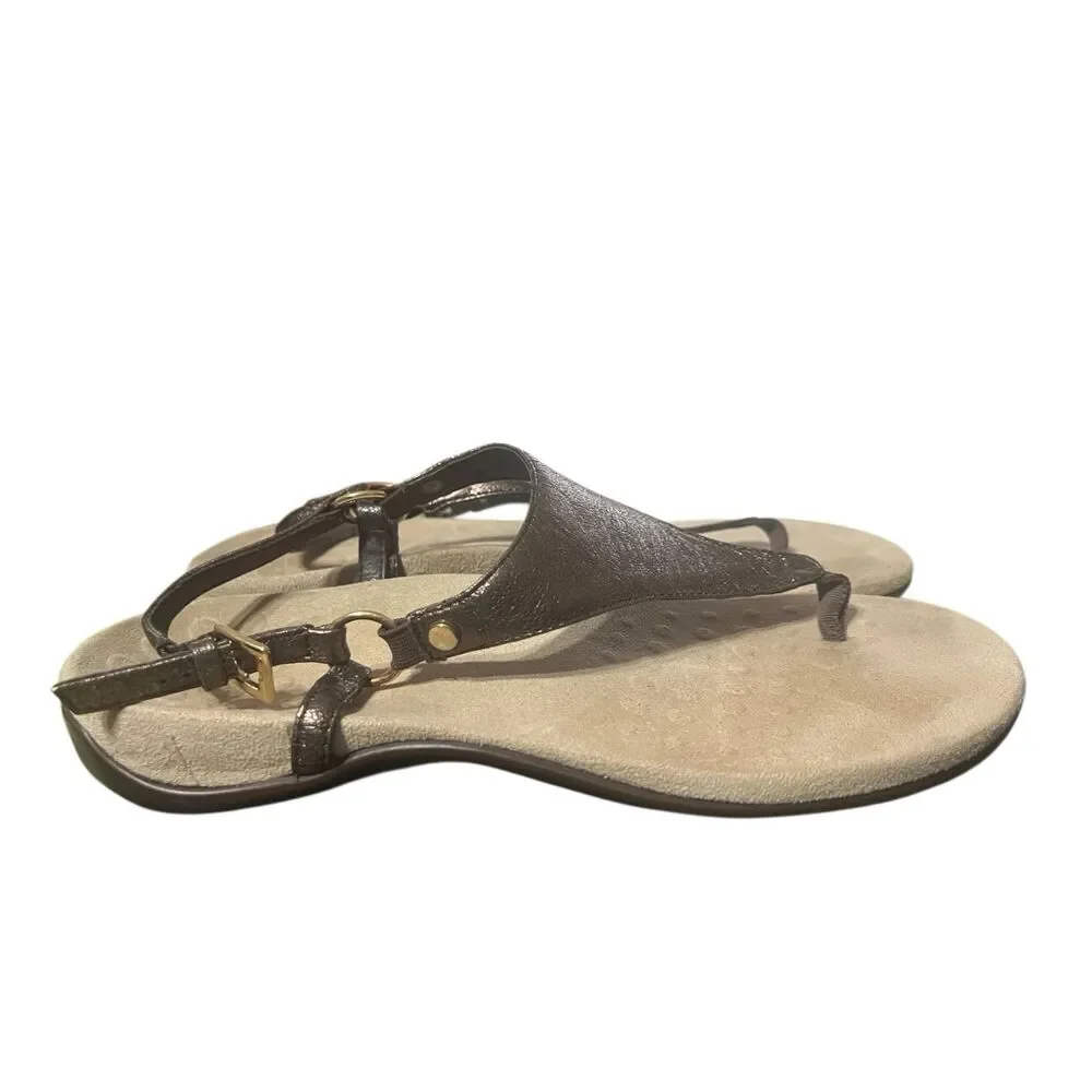Vionic Kirra sling back metallic bronze leather coastal comfort sandal sz 8.5